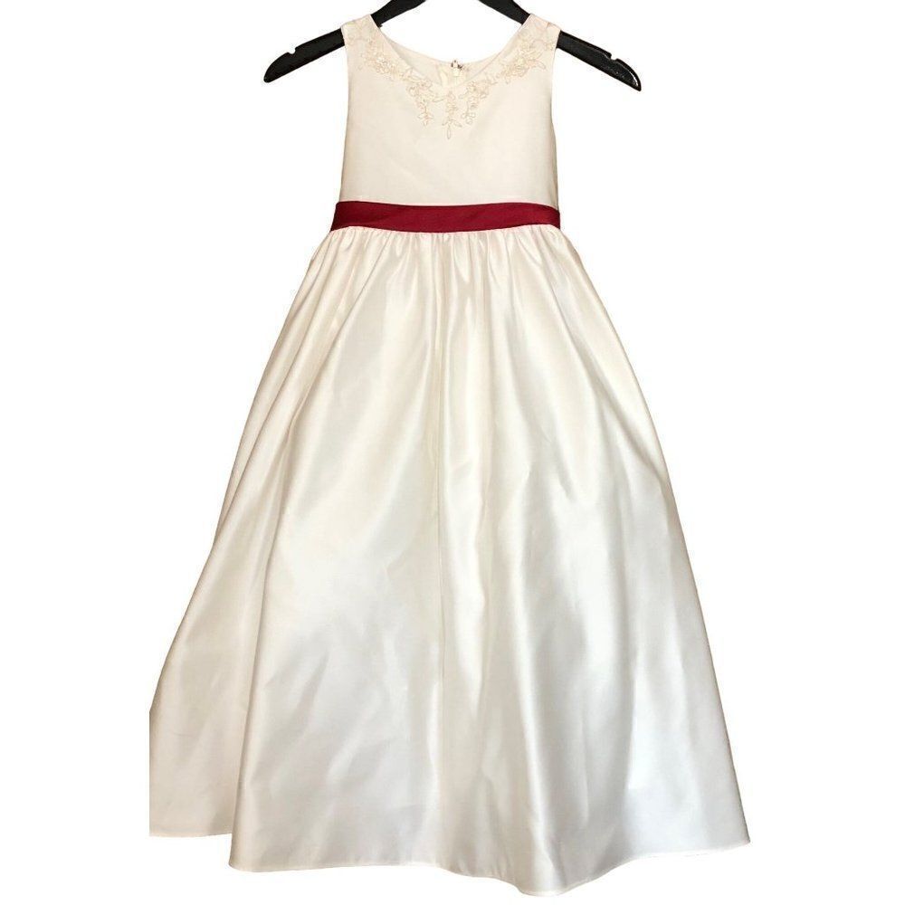 Formal Christmas Party Dress Gown White Red Girls Size 10